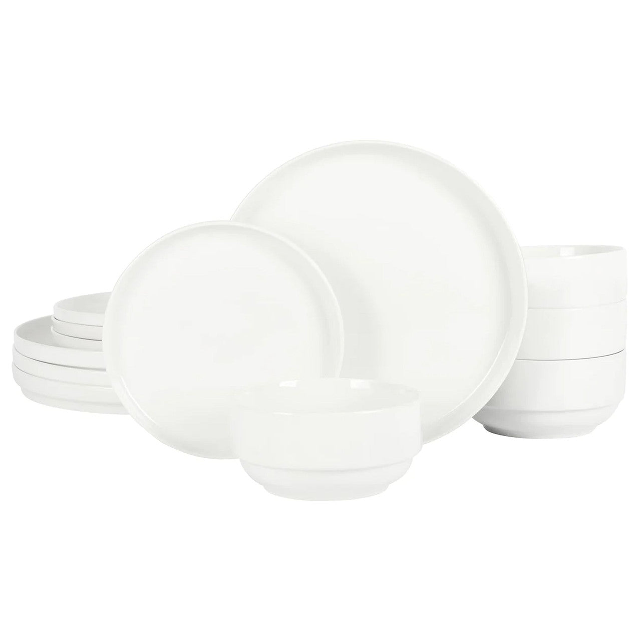 Gibson Home Snowscape 12 Piece fine Ceramic Stackable Dinnerware Set in White-0