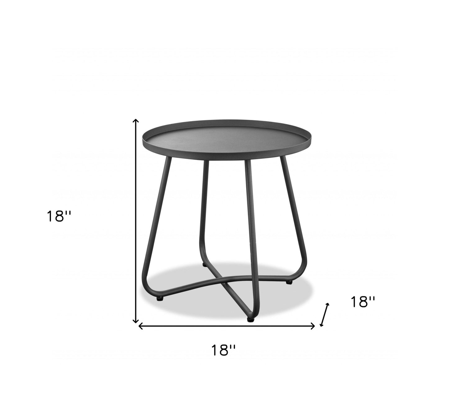 18" Gray Rounded Aluminum Outdoor Side Table-4
