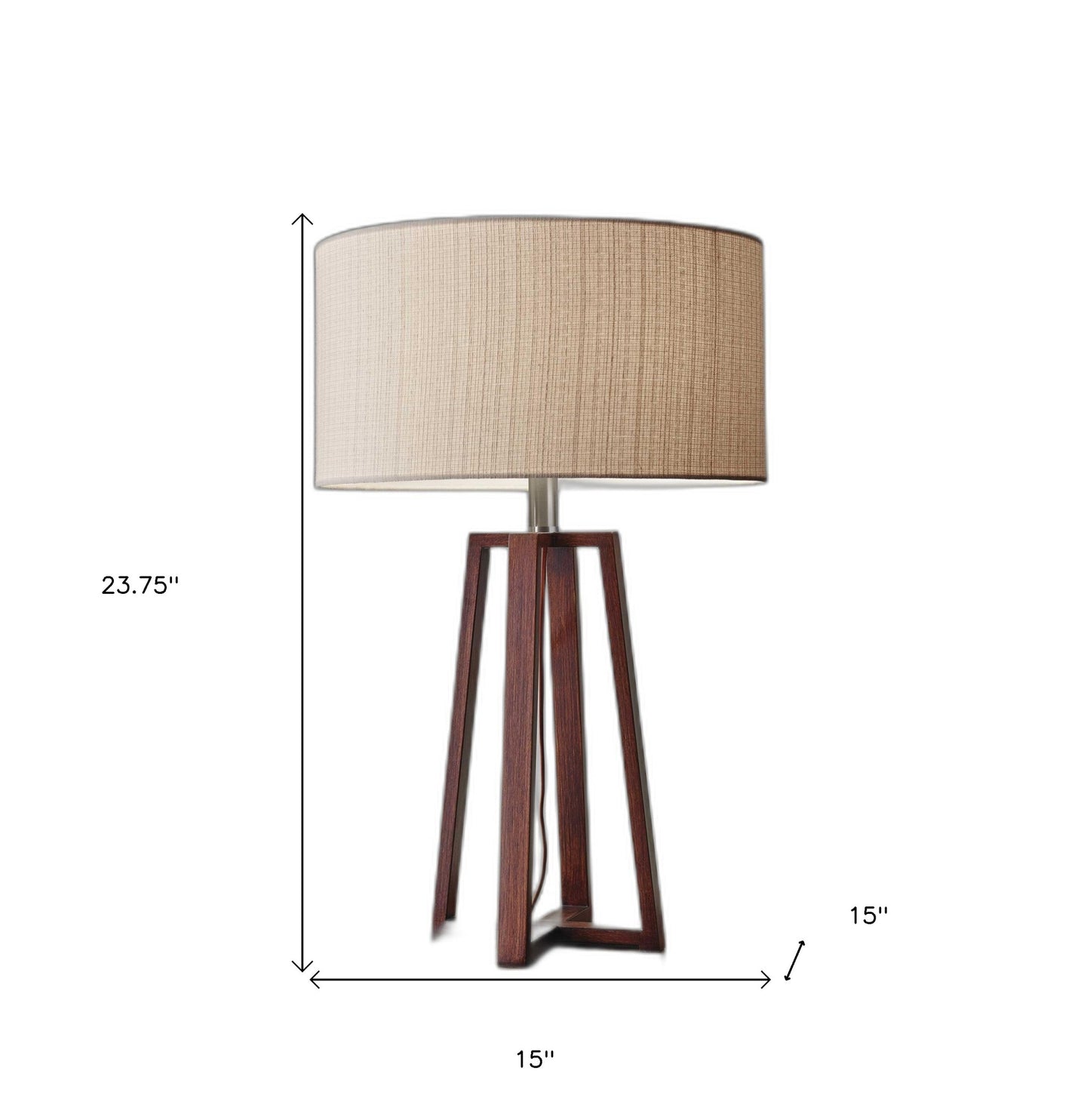 Walnut Wood Finish Linen Fabric Shade Table Lamp-7