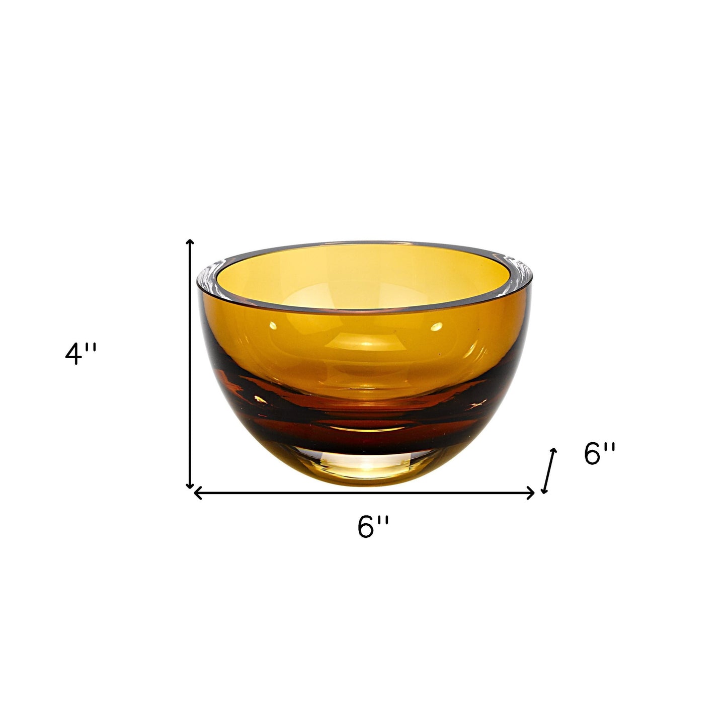 6" Amber Mouth Blown Crystal Thick Walled Bowl-6