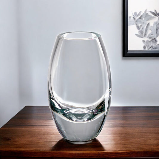 9" Clear Oval Lead Free Crystal Table Vase-0