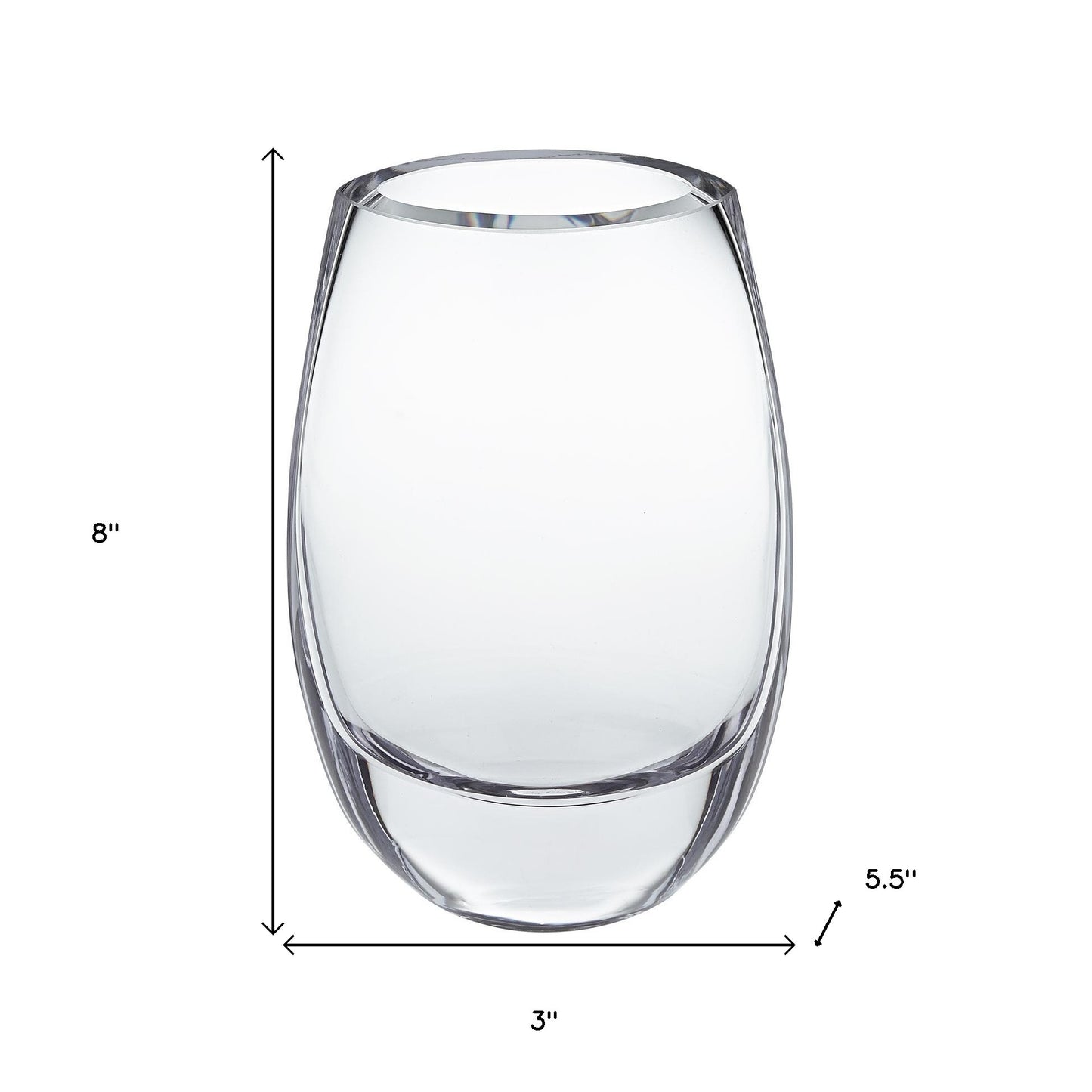 8" Clear Oval Crystal Glass Table Vase-5
