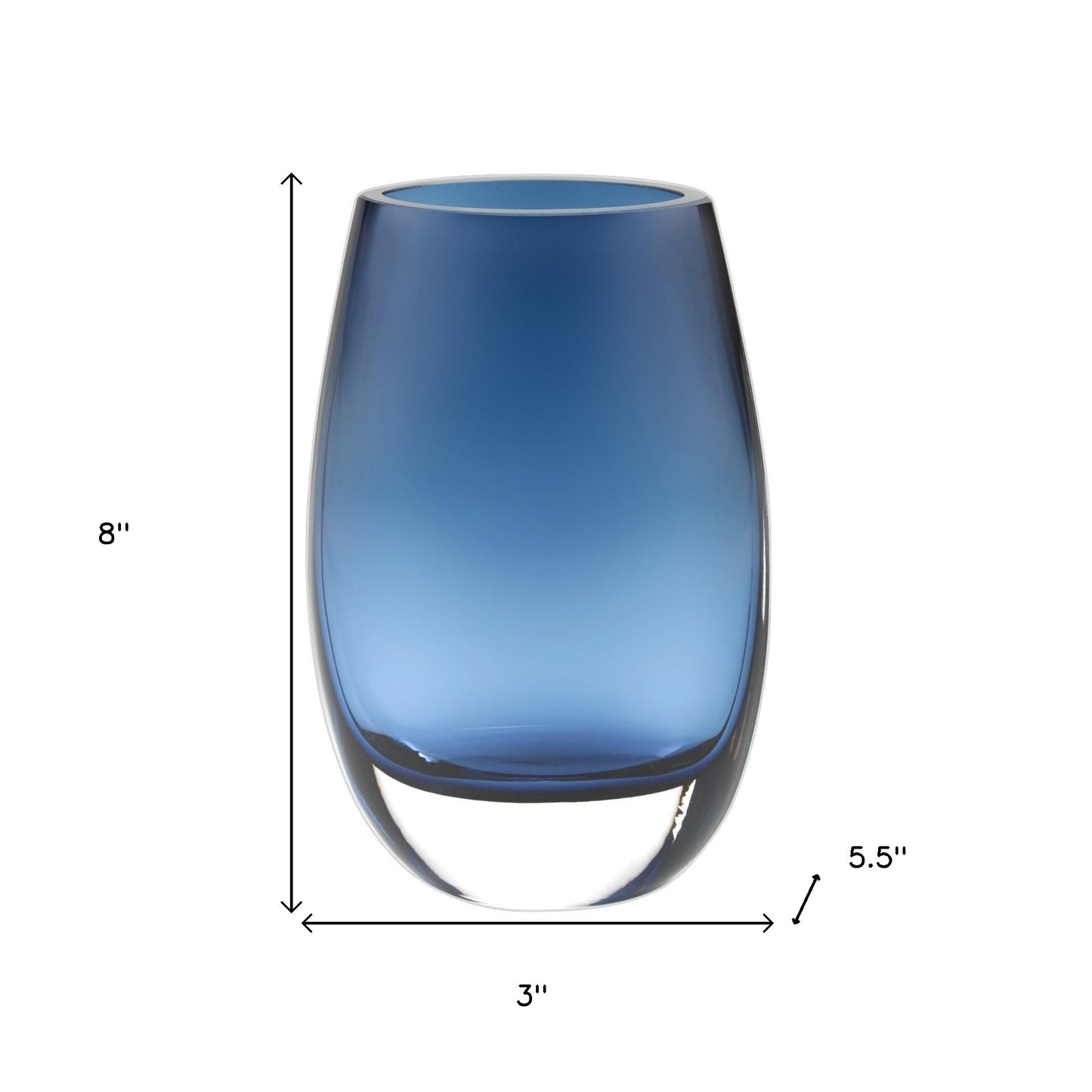 8" Midnight Blue And Clear Oval Lead Free Crystal Table Vase-4