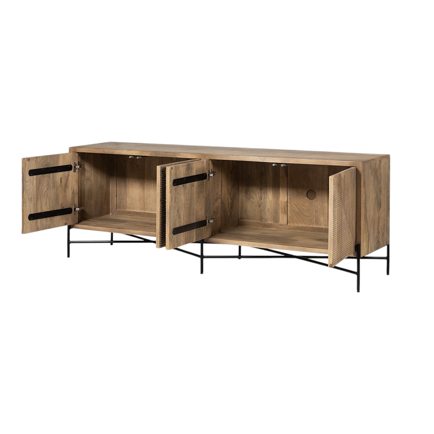 78" Brown Solid Wood Sideboard with Four Doors-5