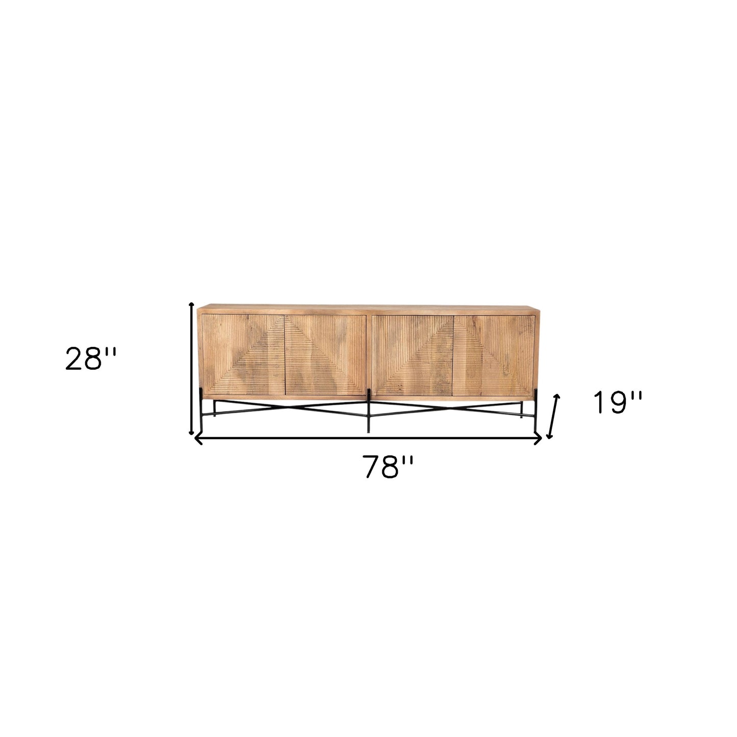 78" Brown Solid Wood Sideboard with Four Doors-8