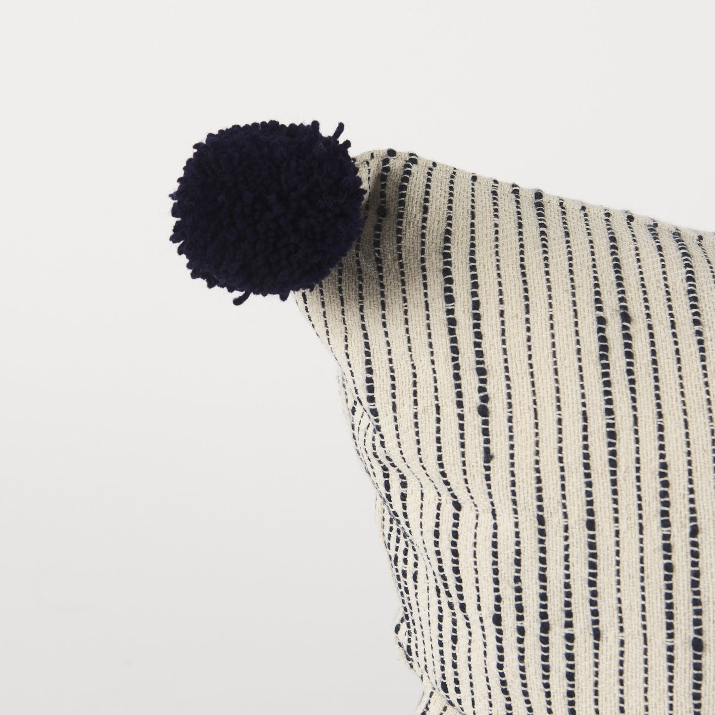 Beige And Midnight Pom Pom Square Accent Pillow Cover-6