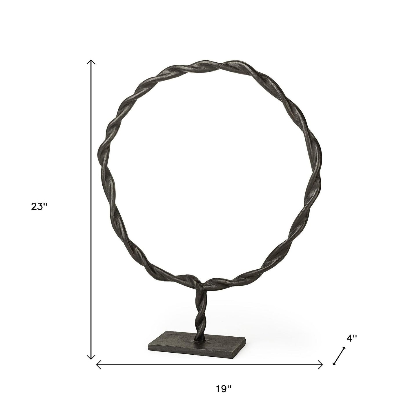 23" Black Metal Round Braided Tabletop Sculpture-8
