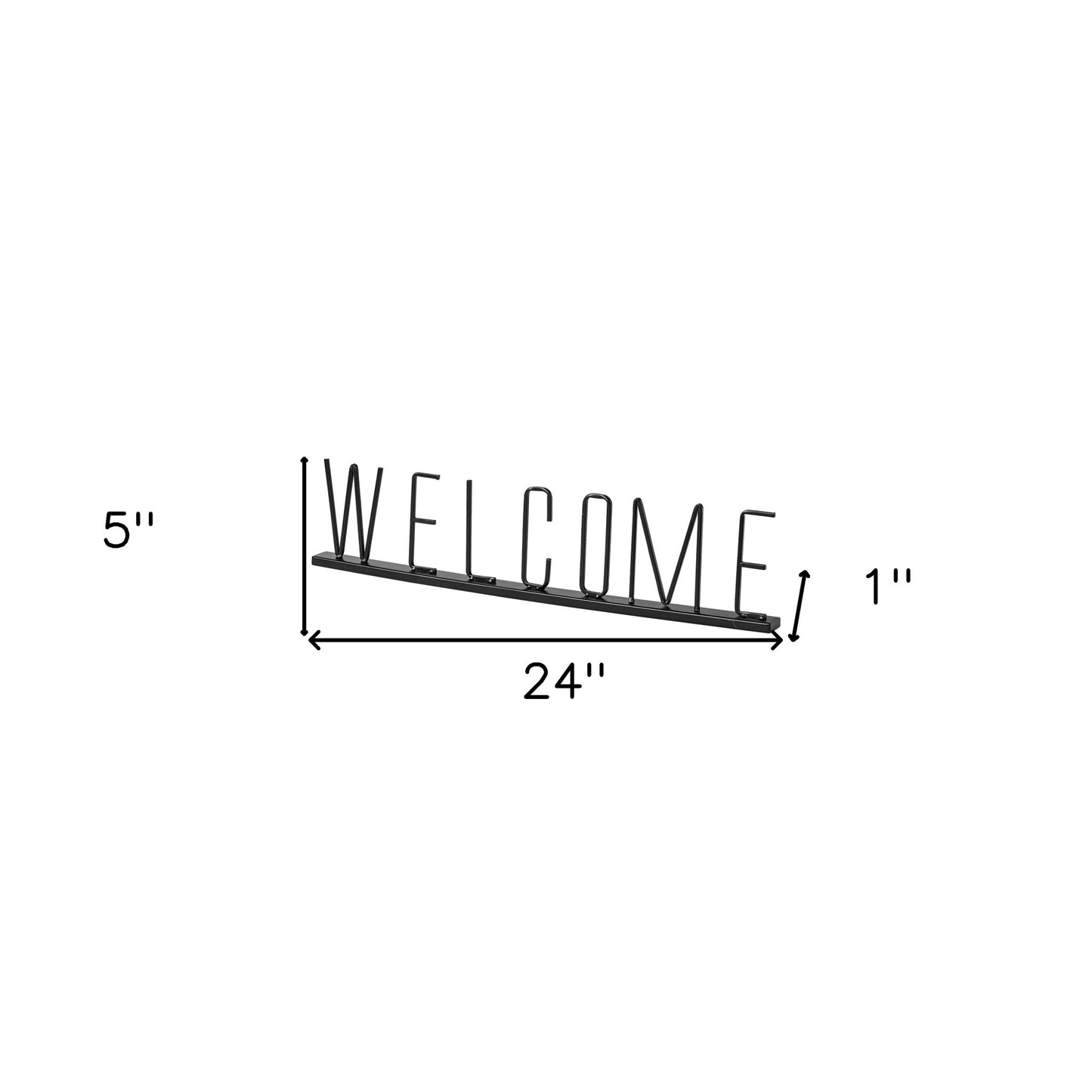 24" Black Metal Welcome Sign Tabletop Sculpture-4