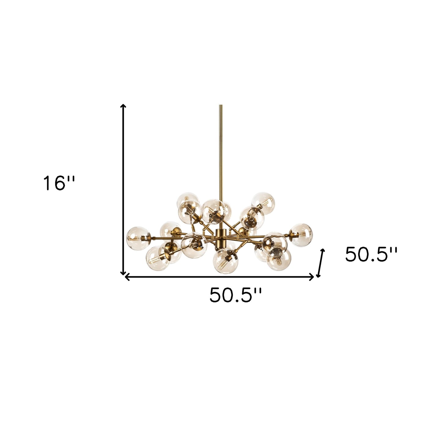 Gold Metal Eighteen Bulb Hanging Chandelier-6