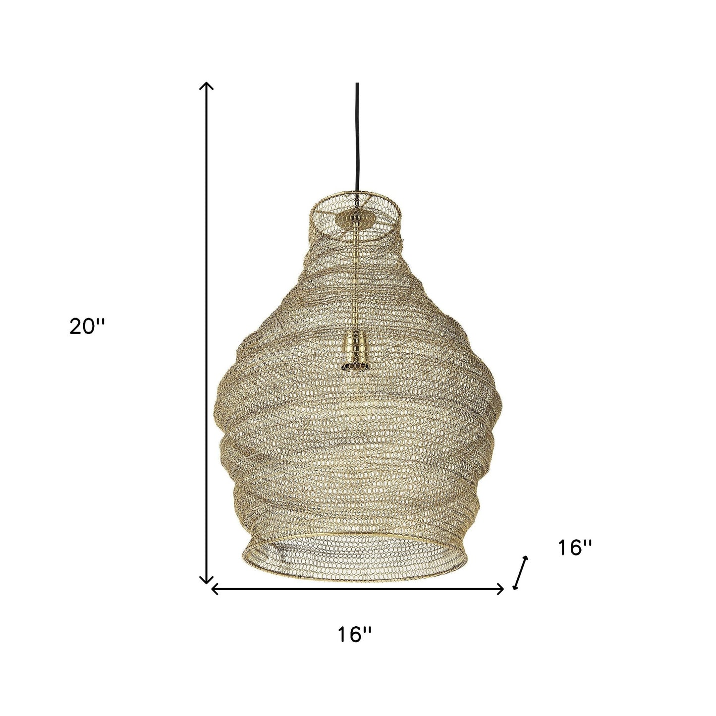 Gold Metal Wire Mesh Hanging Pendant Light-8