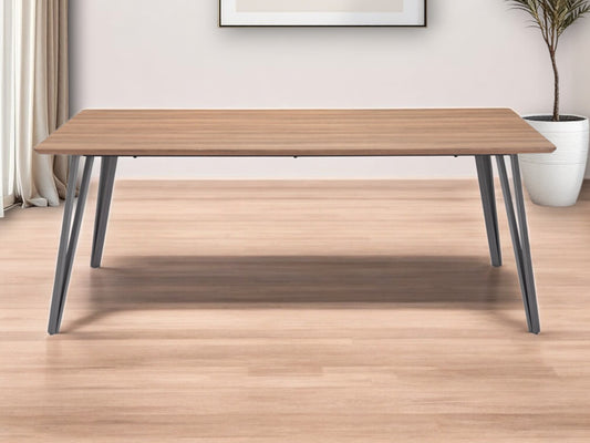 79" Wood Brown And Gray Steel Dining Table-0