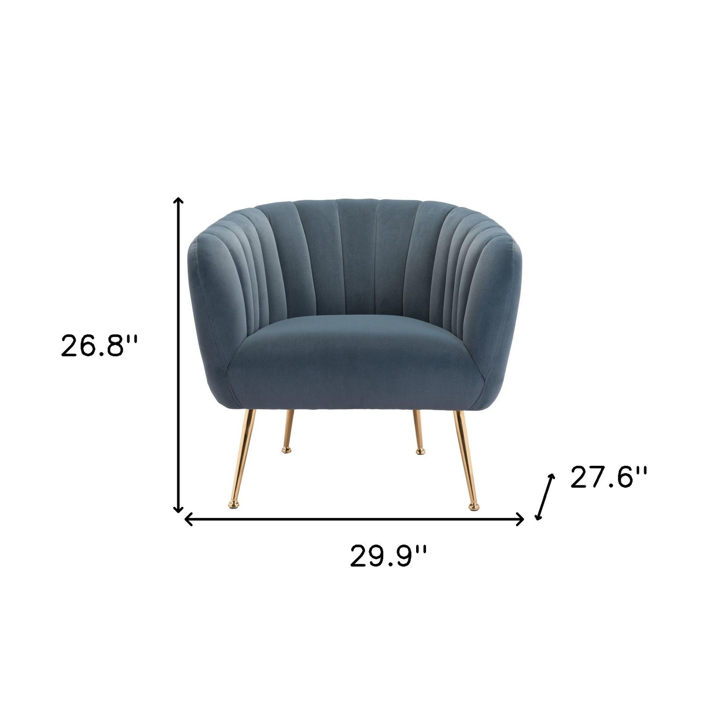 30" Gray And Gold Velvet And Upholstered Tufted Club Chair-8