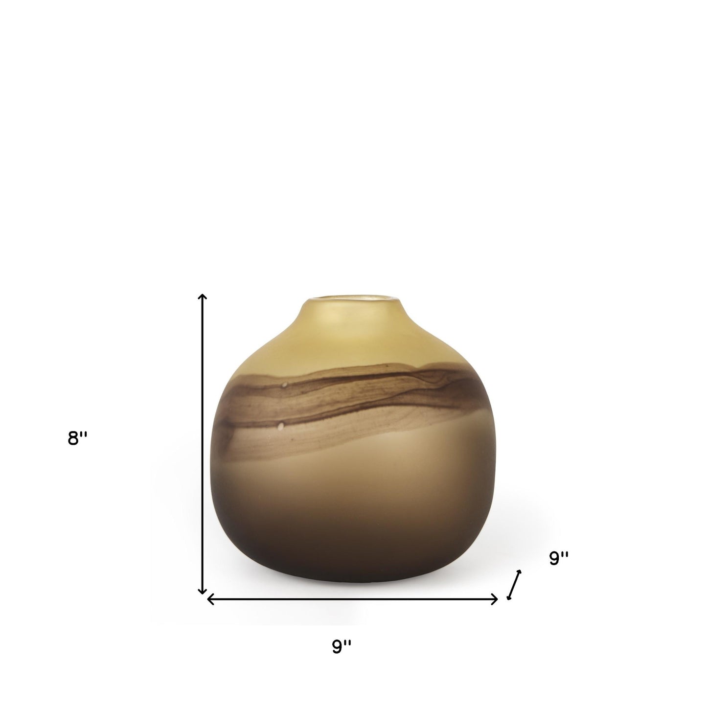 8" Yellow Abstract Cylinder Crystal Glass Table Vase-8