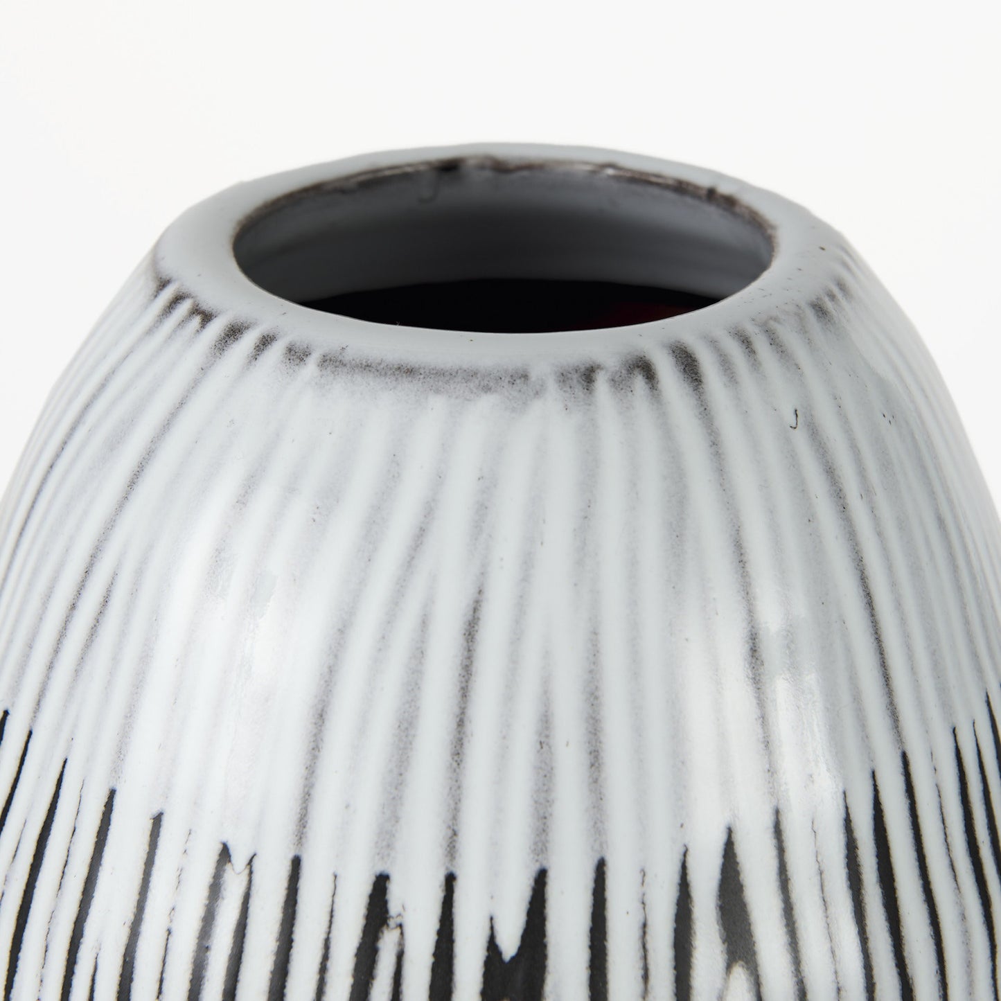 13" Black Gray And White Abstract Cylinder Ceramic Table Vase-3