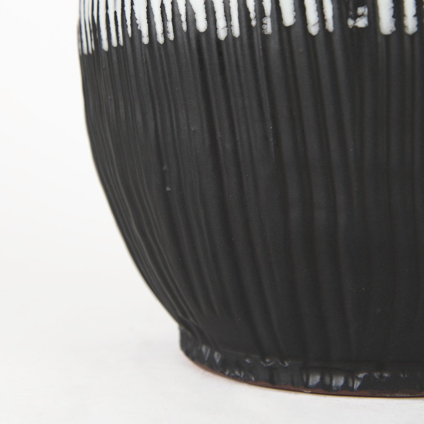13" Black Gray And White Abstract Cylinder Ceramic Table Vase-5
