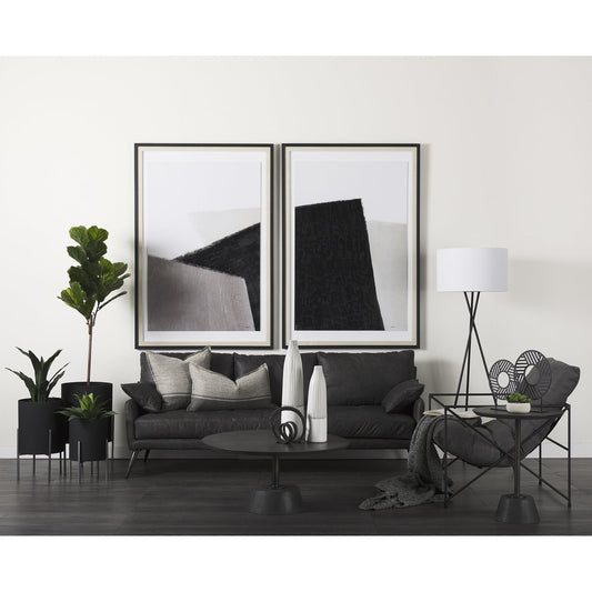 18" Black And White Abstract Cylinder Ceramic Table Vase-6