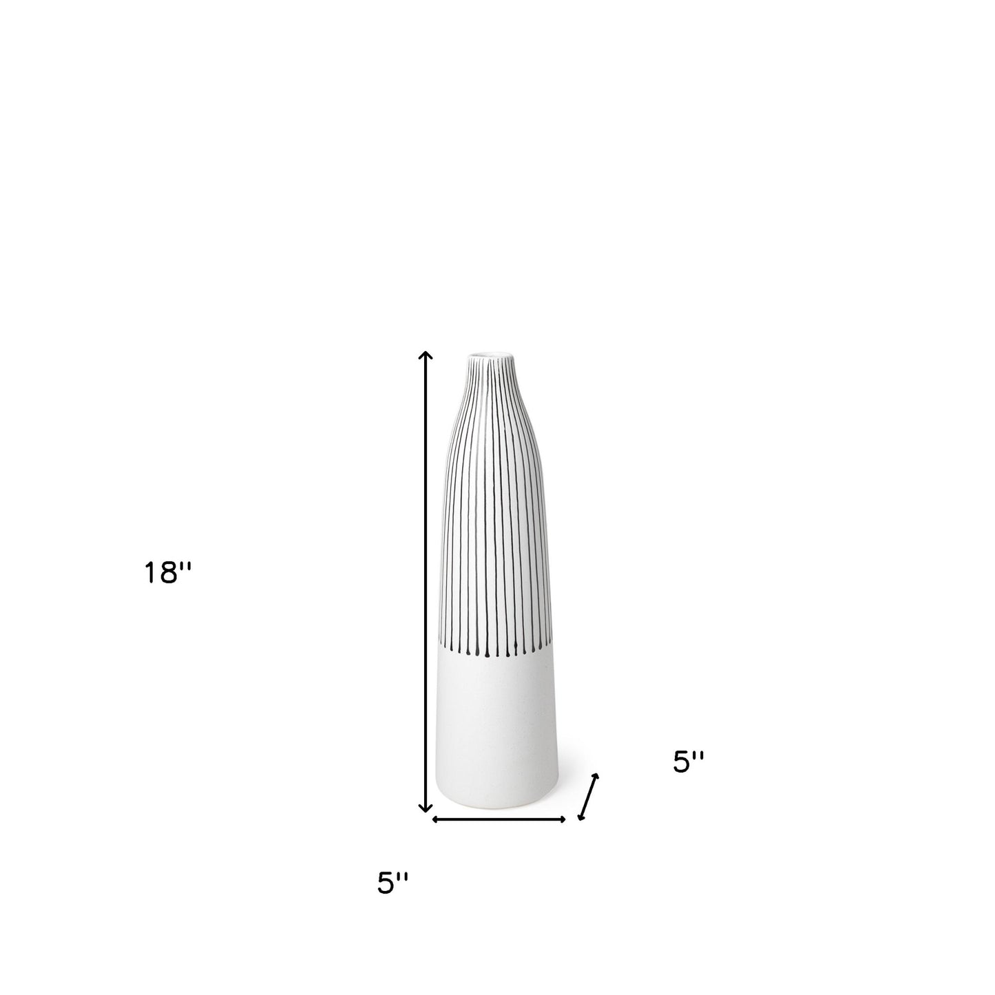 18" Black And White Abstract Cylinder Ceramic Table Vase-7