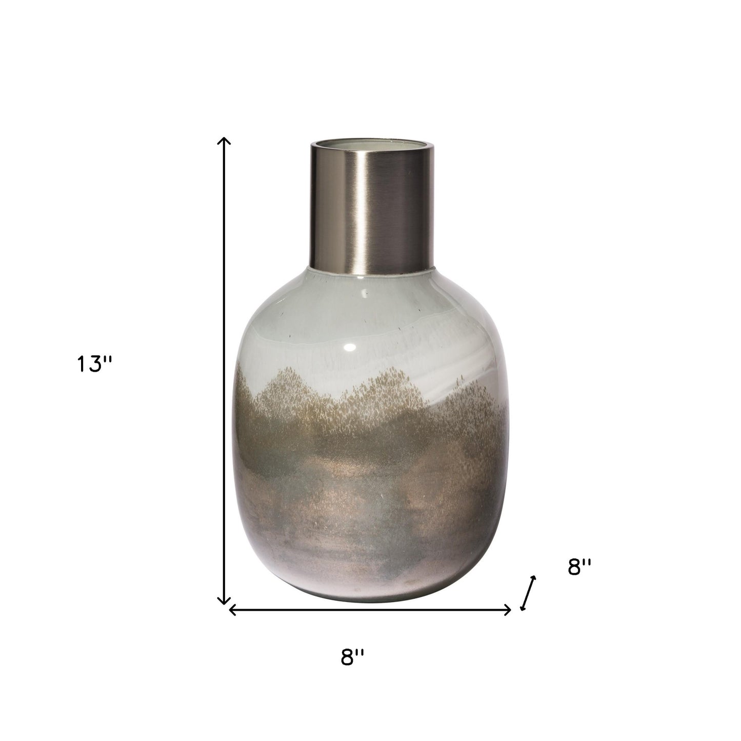 13" Brown Abstract Cylinder Crystal Glass Table Vase-4