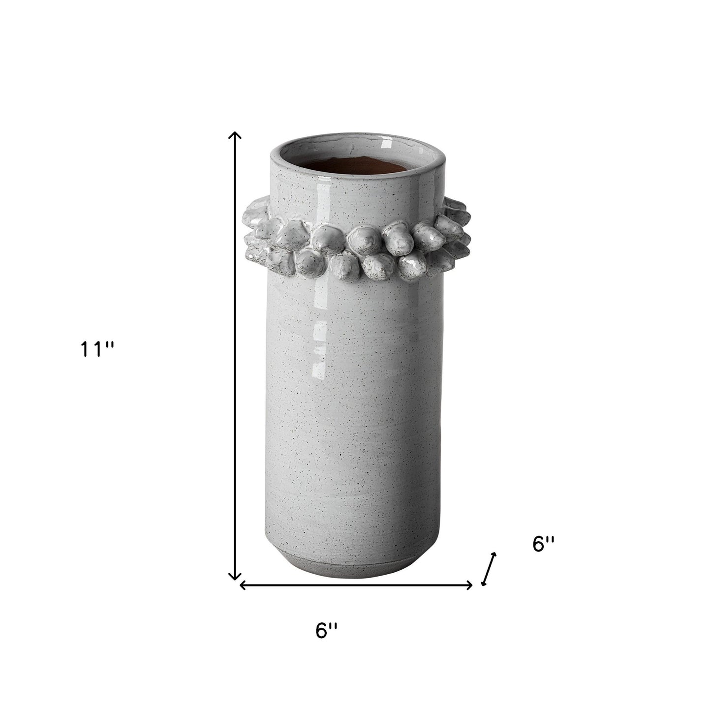 11" Gray Abstract Cylinder Ceramic Table Vase-7