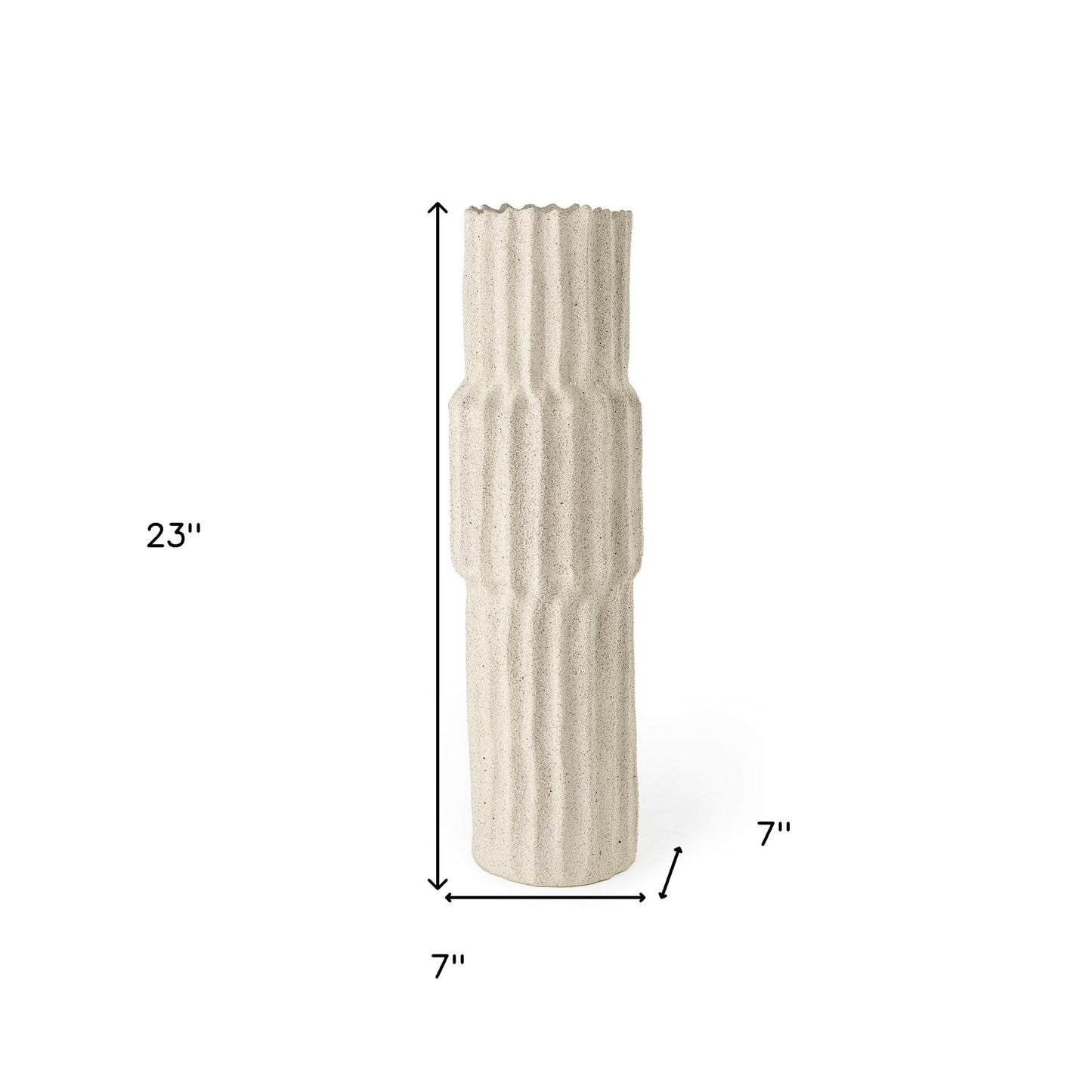 23" Cream Abstract Cylinder Ceramic Table Vase-7