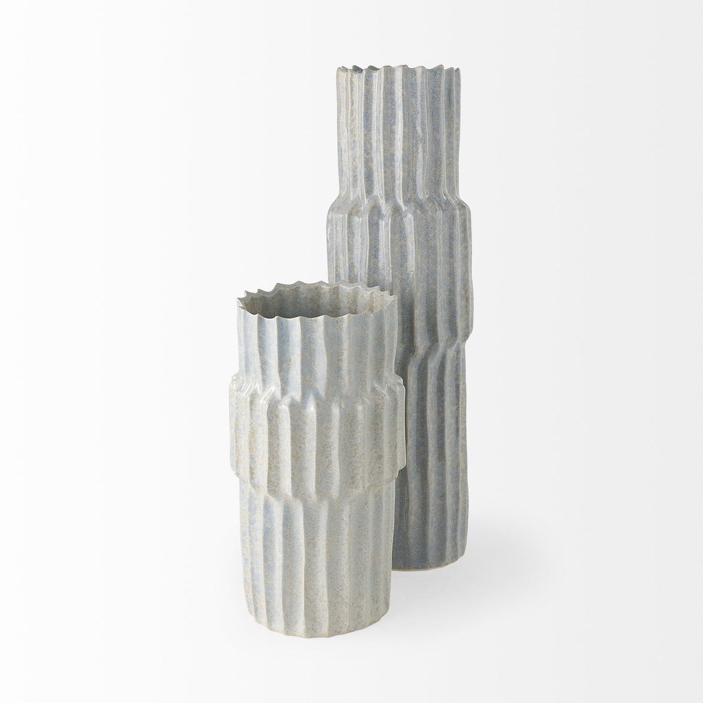 23" Gray Abstract Cylinder Ceramic Table Vase-3
