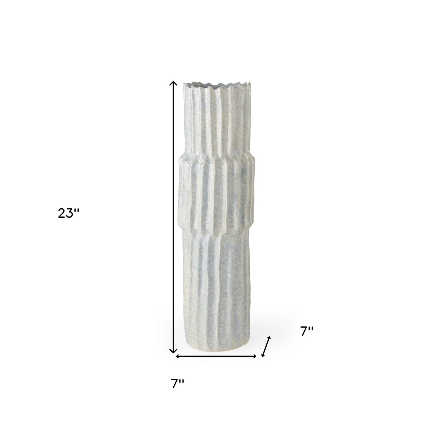 23" Gray Abstract Cylinder Ceramic Table Vase-8