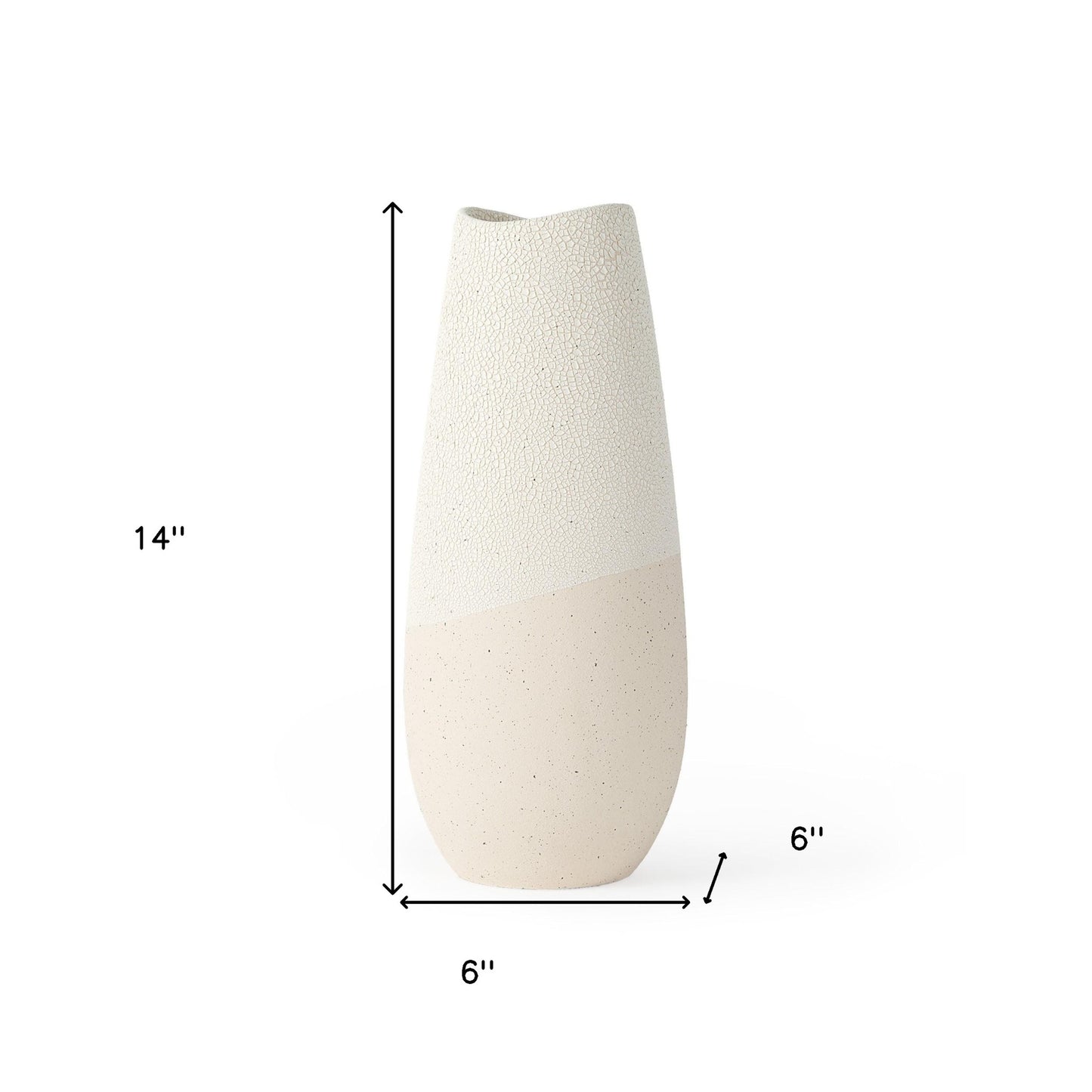 14" Cream Abstract Cylinder Ceramic Table Vase-5