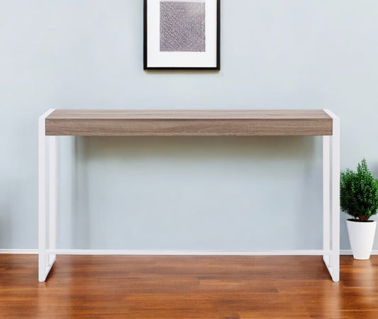 54" Gray Brown and White Sled Console Table-0