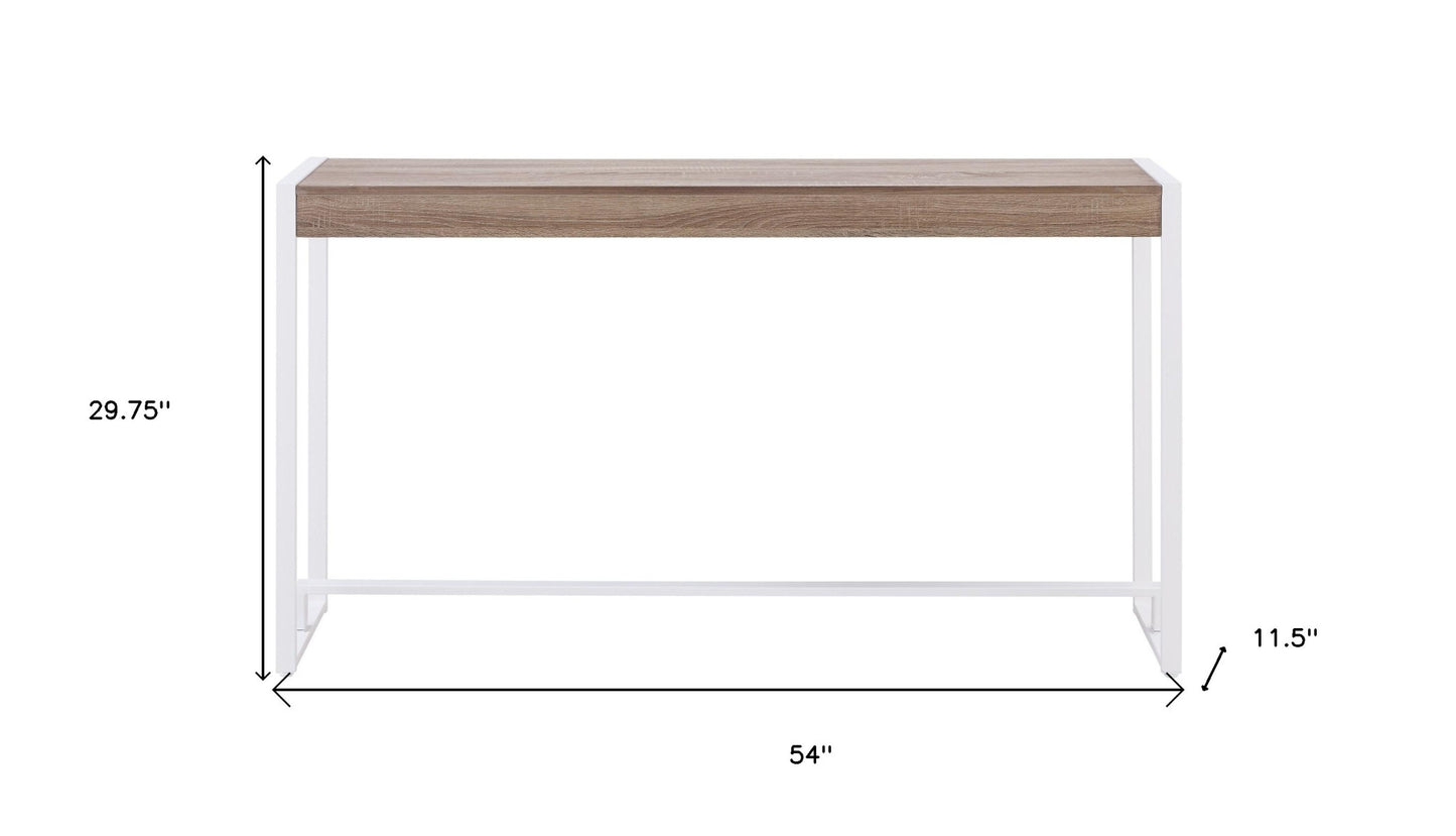 54" Gray Brown and White Sled Console Table-2