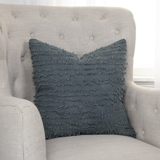 Gray Tasseling Fringe Texture Throw Pillow-3