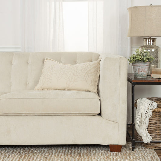 Beige Botanical Pattern Embroidered Lumbar Pillow-3