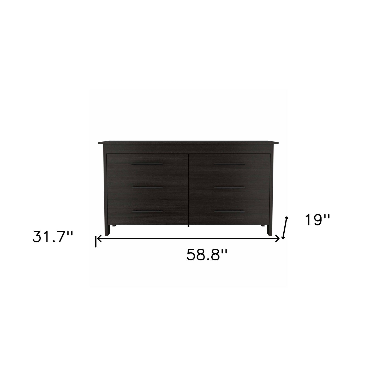 59" Black Six Drawer Double Dresser-7