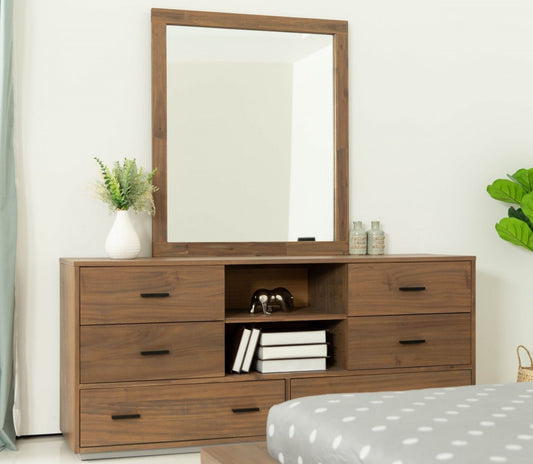 63" Walnut Six Drawer Combo Dresser-6