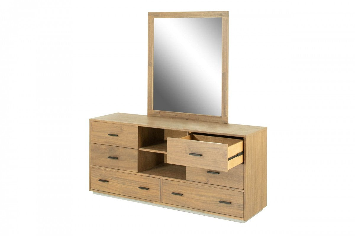 63" Walnut Six Drawer Combo Dresser-3