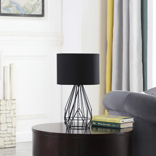 18” Asymmetric Black Cage Metal Table Lamp-5