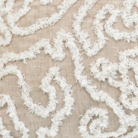 17" Beige and White Throw Pillow with Tassels-4