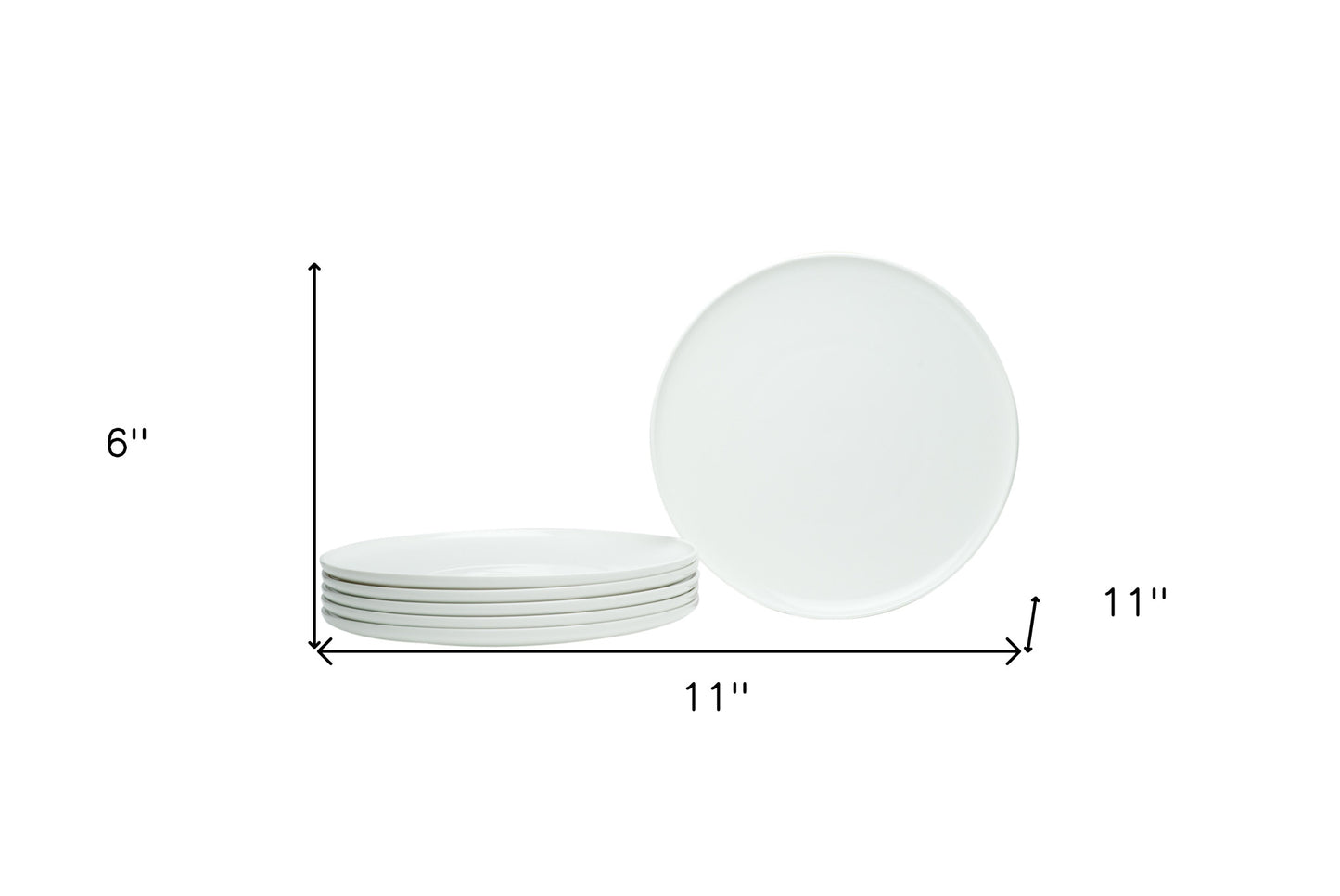 White Six Piece Round Coupe Porcelain Service For Six Dinner Plate Set-8