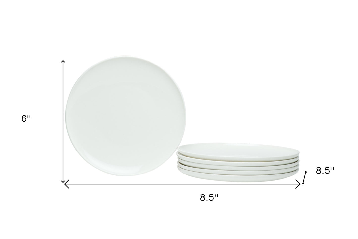 White Six Piece Porcelain Service For Six Salad Plate Set-7