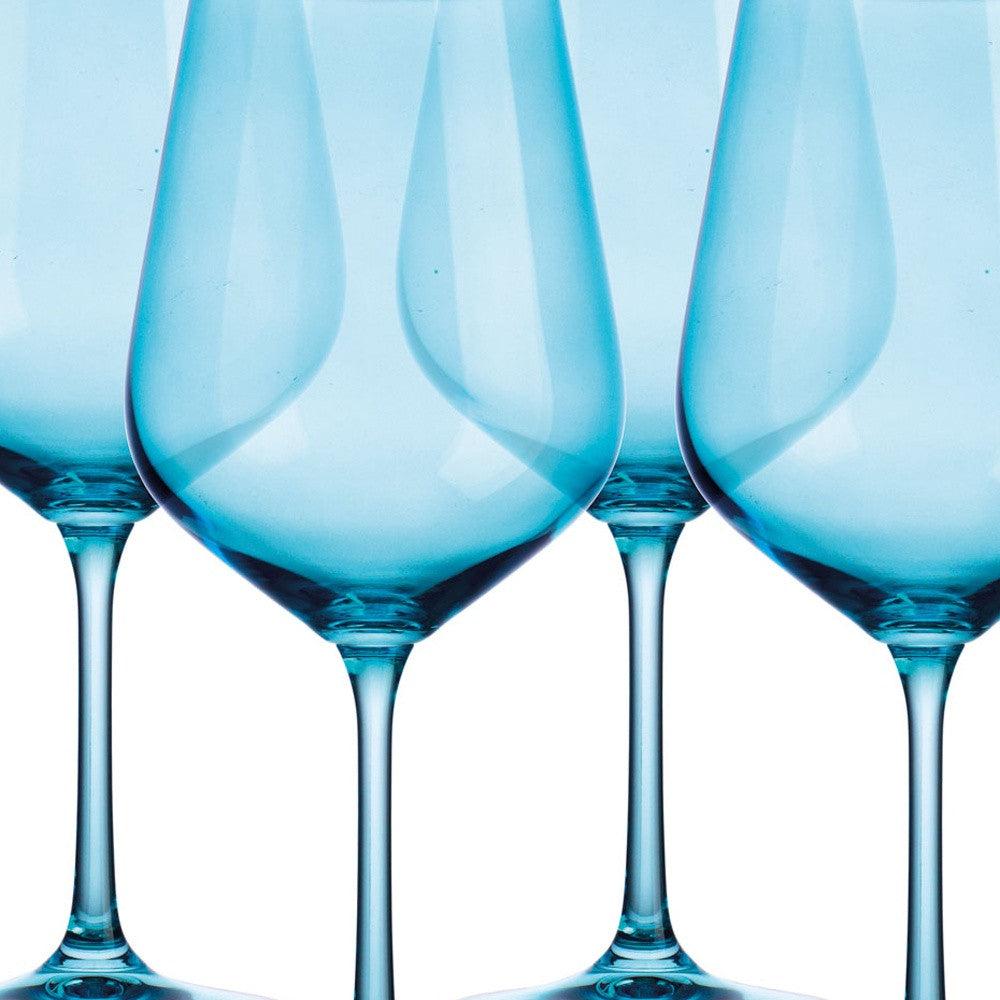 Set of Four Blue Crystal Balloon Bowl Stemmed Red Wine Glass-3