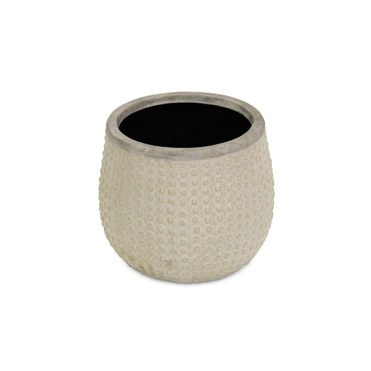 7" Beige Dot Ceramic Indoor Outdoor Round Pot Planter-2