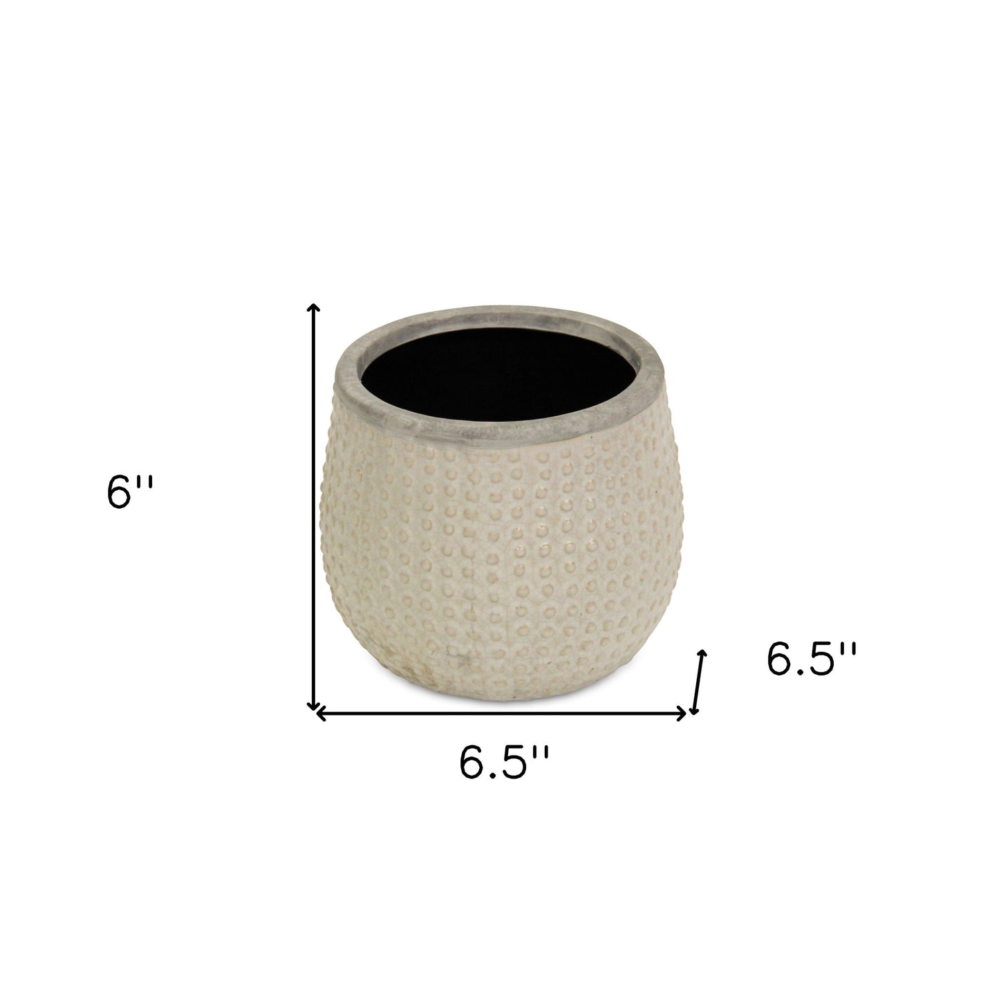 7" Beige Dot Ceramic Indoor Outdoor Round Pot Planter-4