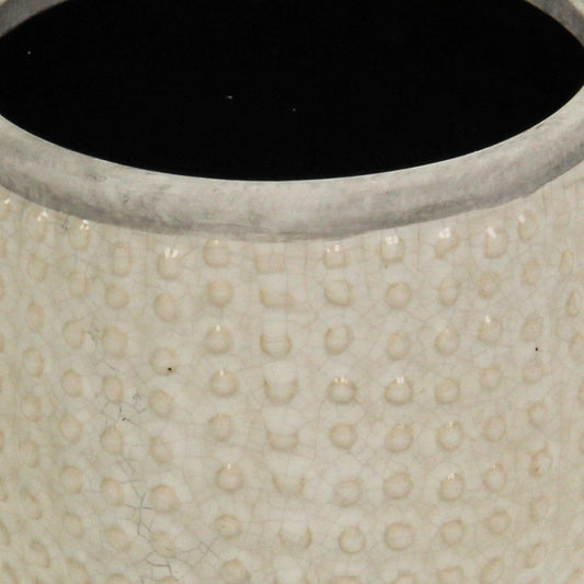 6" Beige Dot Ceramic Indoor Outdoor Round Pot Planter-4