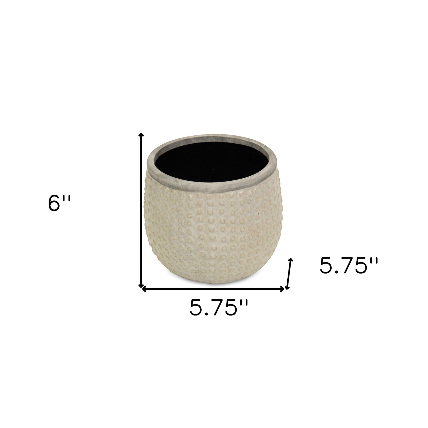 6" Beige Dot Ceramic Indoor Outdoor Round Pot Planter-5