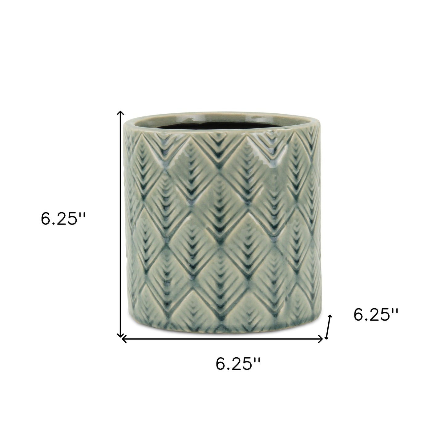 6" Green Geometric Ceramic Indoor Outdoor Round Pot Planter-4
