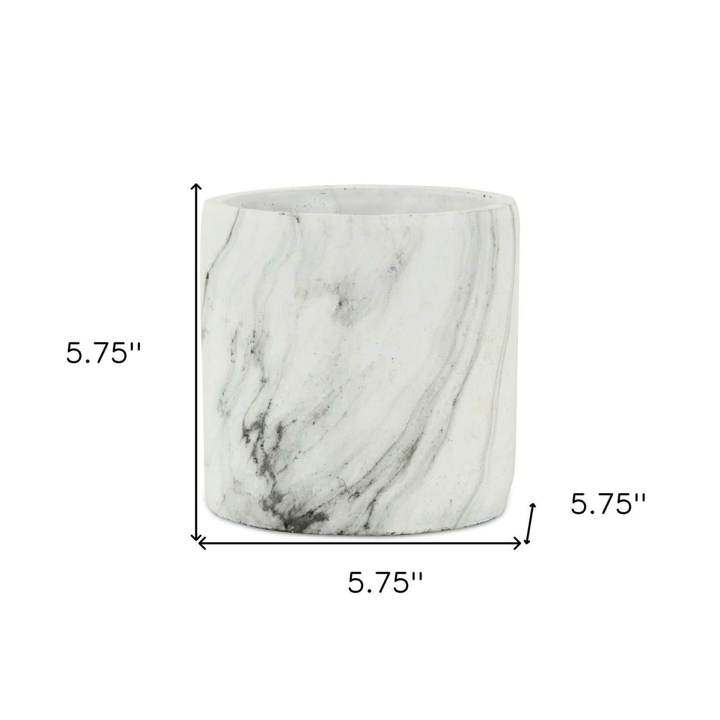 6" White and Gray Marbleized Ceramic Indoor Outdoor Round Pot Planter-4