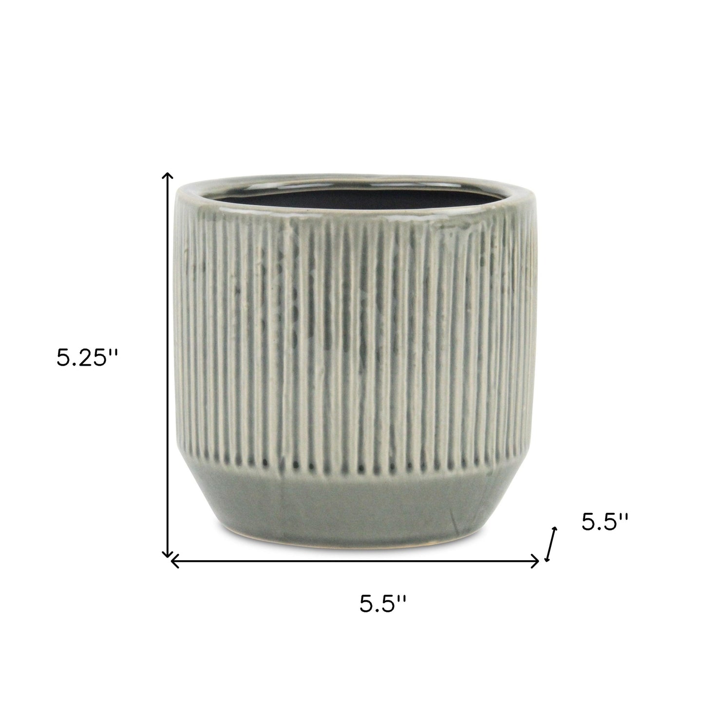 6" Gray Striped Ceramic Indoor Outdoor Round Pot Planter-4