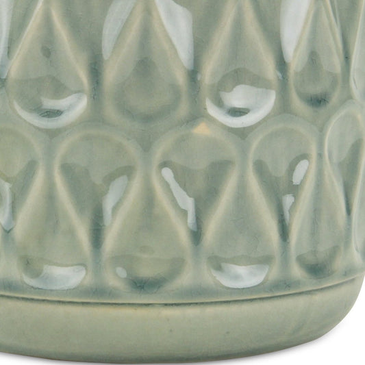 7" Green Geometric Ceramic Indoor Outdoor Round Pot Planter-4