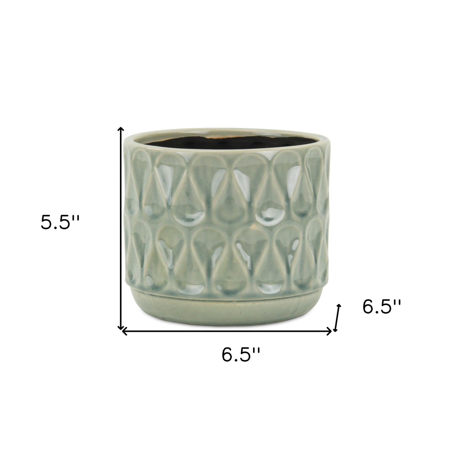7" Green Geometric Ceramic Indoor Outdoor Round Pot Planter-5