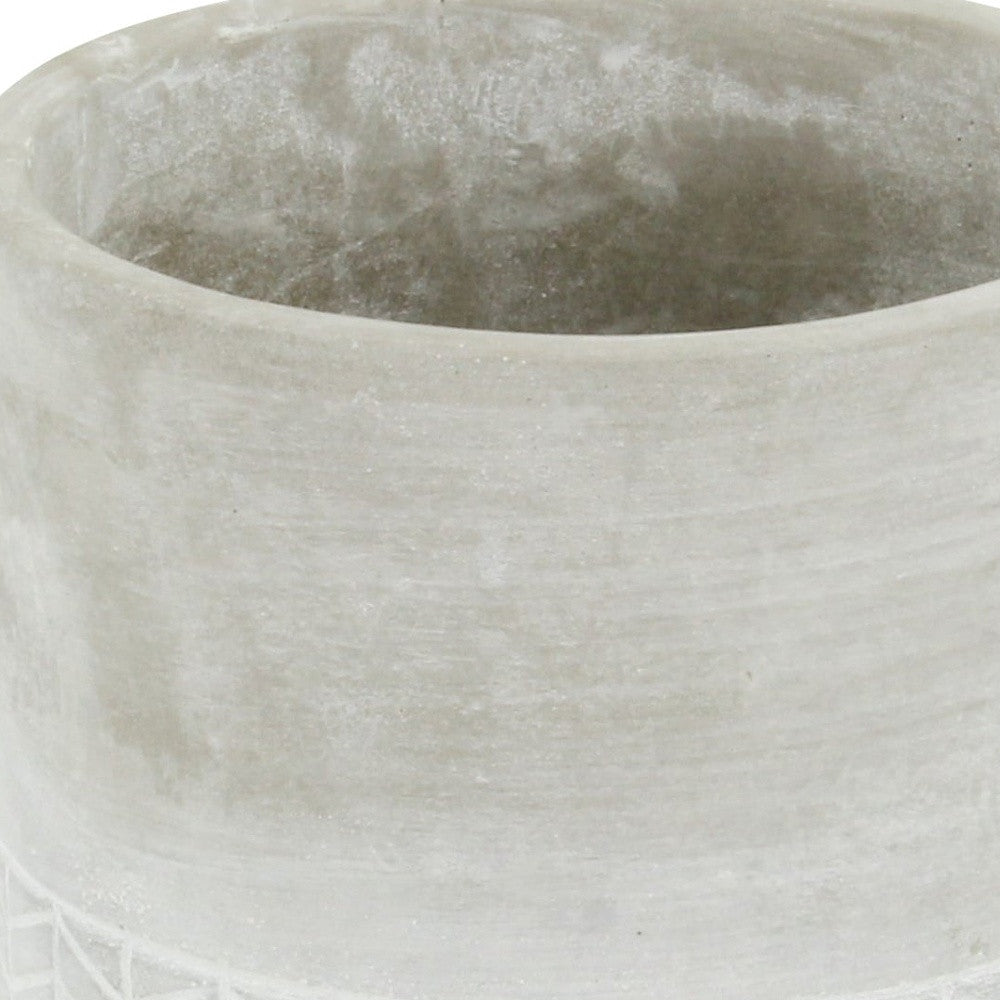 6" Light Gray Geometric Cement Indoor Outdoor Round Pot Planter-4