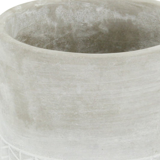 6" Light Gray Geometric Cement Indoor Outdoor Round Pot Planter-4